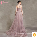 Pink A Line Lace Applique Robe De Soiree Evening Dresses For Fat Women